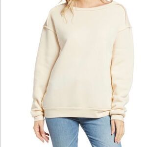 Treasure & Bond Tan Bleached Soft Raw Edge Sweatshirt Size Small
